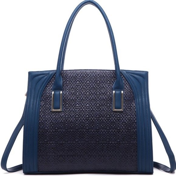 Pink Haley Dariela Weave Large Structure Tote Bag Blue - Picture 1 of 4